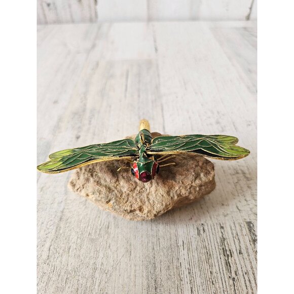 Metal dragonfly rock insect decor ornament Xmas tree - Picture 8 of 8